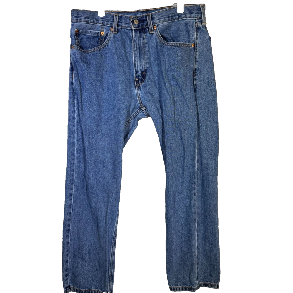 Levis 505 Jeans Mens 36x29 Blue Regular Fit Straight Leg Stretch Zip Fly Classic